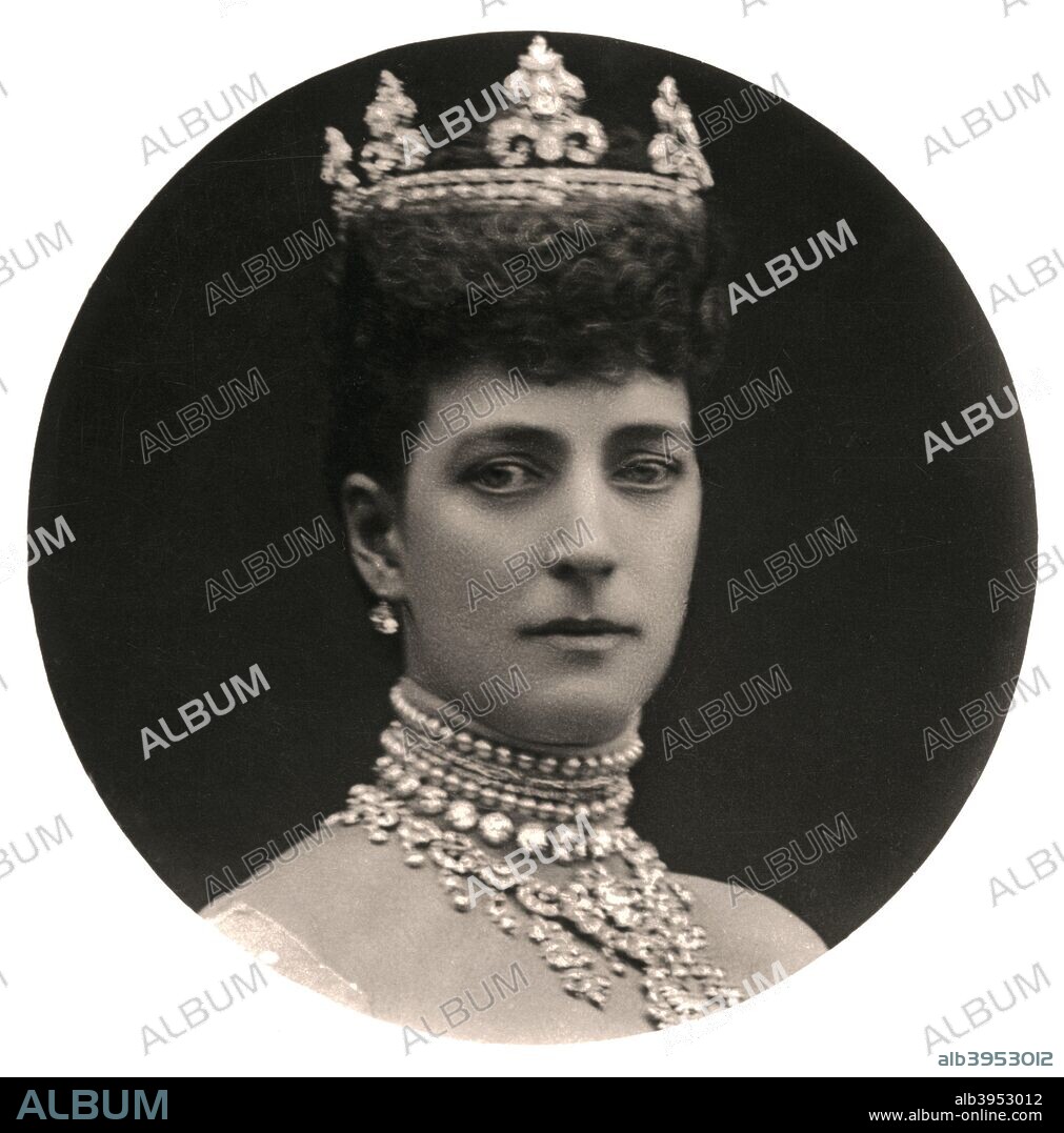 Queen Alexandra (1844-1925), queen consort to King Edward VII, late 19th century. Alexandra was also Empress of India during her husband&#039;s reign. Prior to that, she was Princess of Wales from 1863 to 1901 (the longest anyone has ever held that title). From 1910, until her death, she was the Queen Mother, being a queen and the mother of the reigning monarch, King George V.