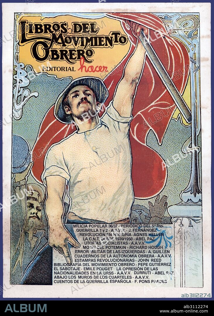 Cartel de la Editorial Hacer. Libros del movimiento obrero. Años 1955.