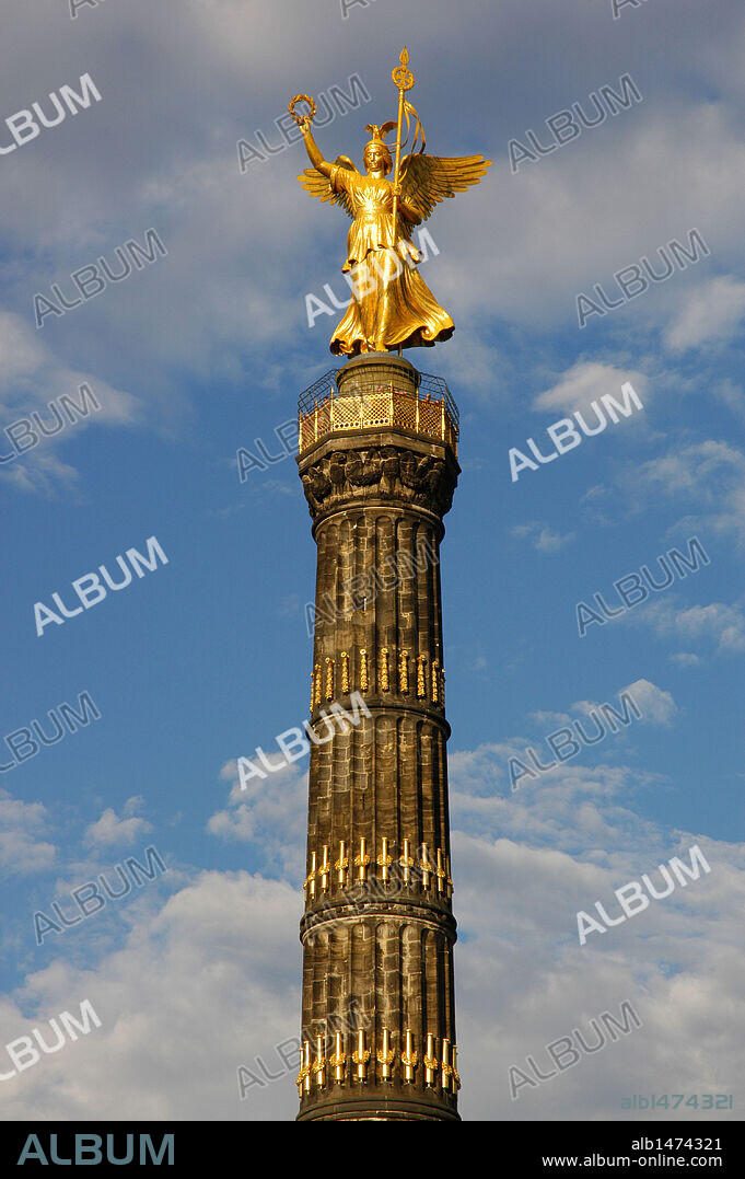 Germany. Berlin Victory Column. Designed by the German architect Heinrich Strack (1805-1880), after 1864. It commemorates the Prussian victory in the Danish-Prussian War although, as the monument was inaugurated in 1873, Prussia has also victorious in the Austro-Prussian War and in the Franco-Prussian War. On the top, is a bronze sculpture of Victoria, designed by the German sculptor Friedrich Drake (1805-1882). Tiergarten Park.
