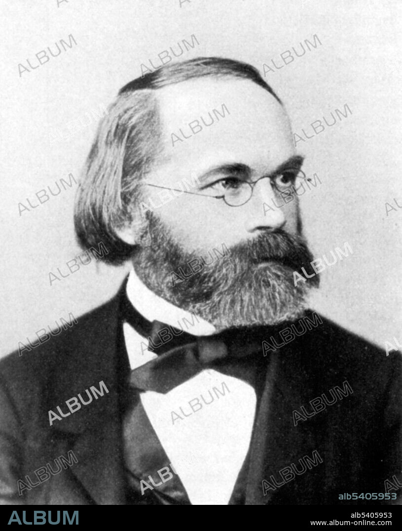 Editorial use only . Carl Wilhelm von Naegeli (March 26 or 27, 1817, May 10, 1891) was a Swiss botanist. He studied cell division and pollination. Naegeli is best known for his unproductive and discouraging correspondence with Gregor Mendel concerning the latter's celebrated work on Pisum sativum, the garden pea. He was an advocate of orthogenesis and an opponent of Darwinism. He developed an inner perfecting principle which he believed directed evolution. He wrote that many evolutionary developments were nonadaptive and variation was internally programmed. He died in 1891 at the age of 74. undated.
