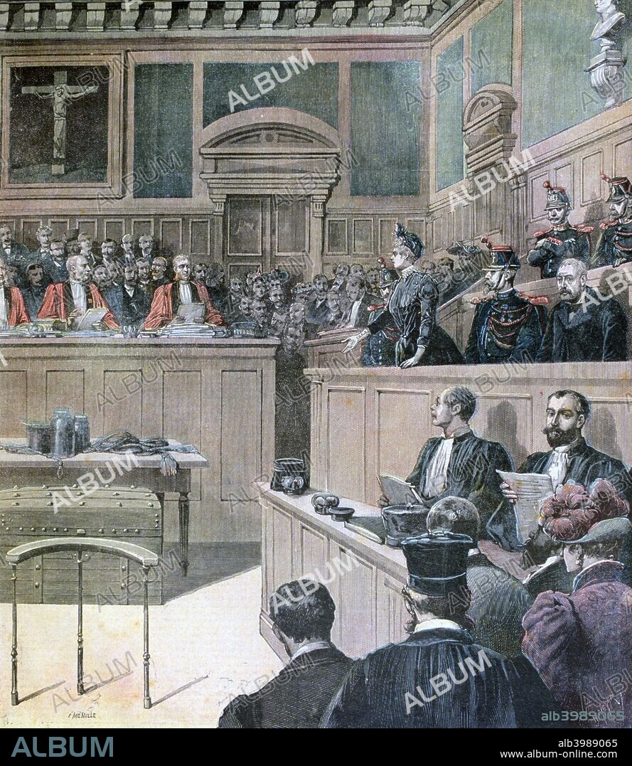 The Gouffe case, 1890. The trial of Michel Eyraud and Gabrielle Bompard. A print from the Le Petit Journal, 20th December 1890.