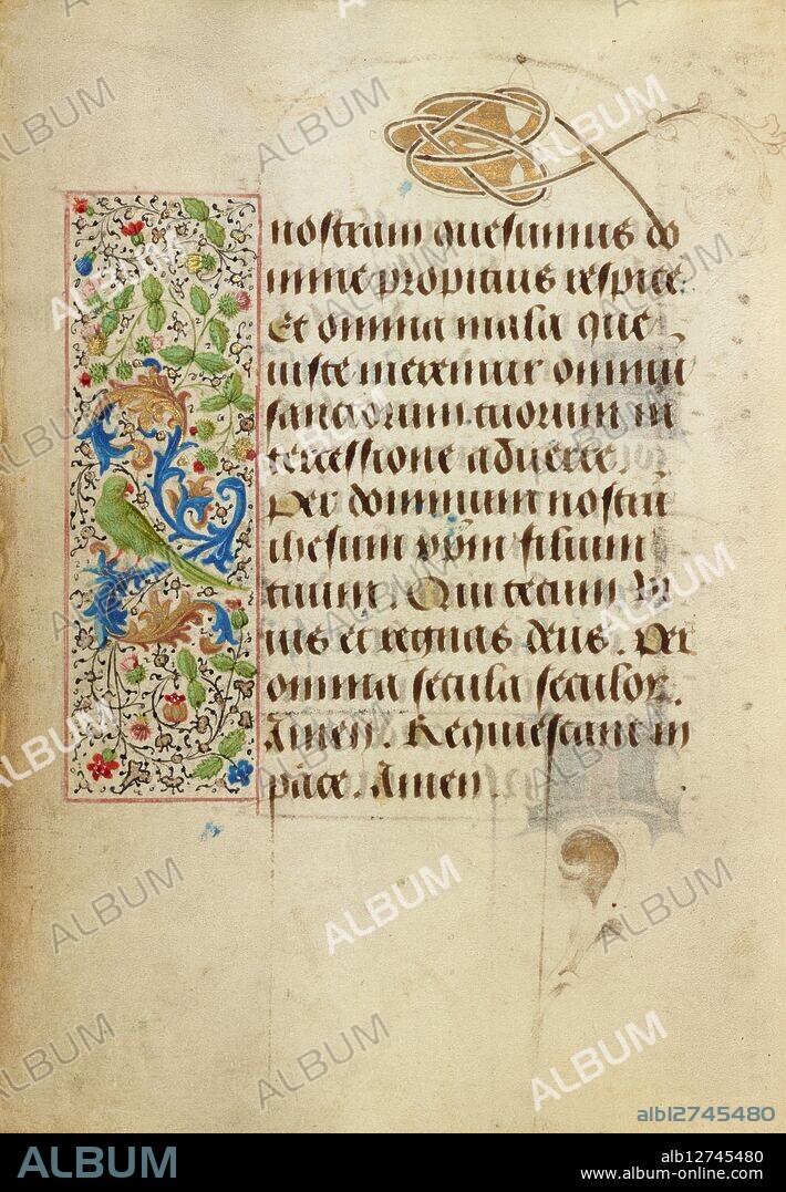 NICOLAS SPIERINC. Decorated Text Page; Prayer Book of Charles the Bold, 1469.