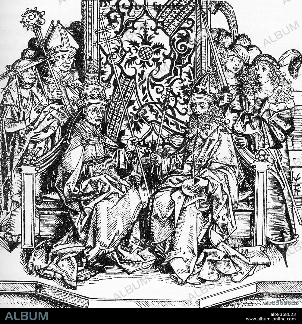 Frederick III (1415-1493), also known as Frederick the Fat and Frederick the Peaceful, was the eldest son of the Inner Austrian duke Ernest the Iron, a member of the Habsburg dynasty. He became duke of Inner Austria in 1424 at the age of nine, but would not be awarded rule until 1435, with his younger brother Albert asserting his rights as co-ruler. By 1439, Frederick had become the undisputed head of the Habsburg dynasty.<br/><br/>. Frederick was the cousin of late King Albert II, and was elected as King of Germany in 1440. He travelled to Italy in 1452 to be crowned Holy Roman Emperor. He was unsuccessful in being crowned King of Italy however, and was the last emperor to be crowned in Rome.