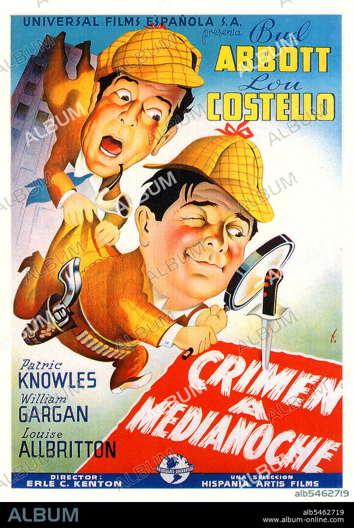 BUD ABBOTT y LOU COSTELLO en CRIMEN A MEDIANOCHE, 1942 (WHO DONE IT?), dirigida por BASIL DEARDEN. Copyright UNIVERSAL PICTURES.