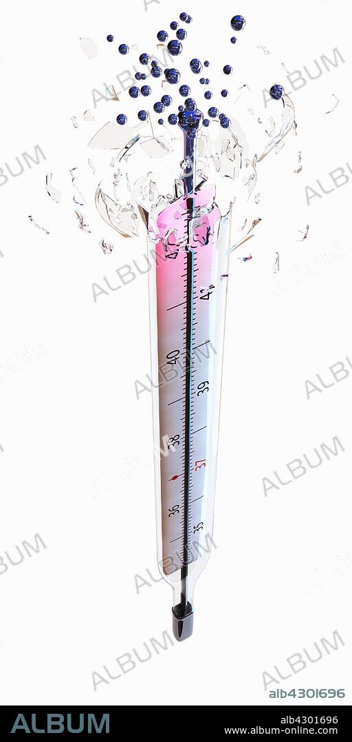 Rising mercury exploding from broken thermometer.