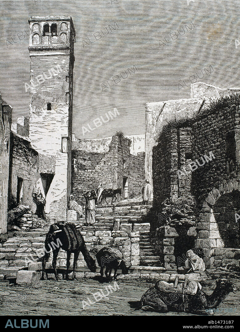History of Tunisia. 19th century. El Kef. Engraving, 1887.