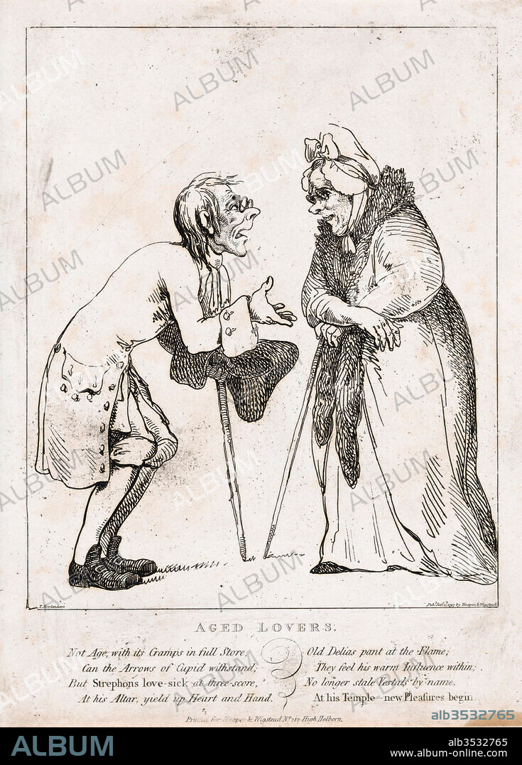 Drawings and Prints, Print, Aged Lovers, Artist, Publisher, After, Thomas Rowlandson, George Moutard Woodward, Henry Wigstead, British, London 1757–1827 London, British, ca. 1760–1809 London, British, 1745?–1800 Margate, Rowlandson, Thomas, Woodward, George Moutard, Wigstead, Henry, 1757, 1760, 1740.