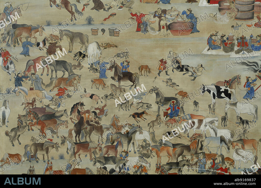 BALDUUGIIN "MARZAN" SHARAV. Airag Feast. Detail from "One Day in Mongolia, Summer".