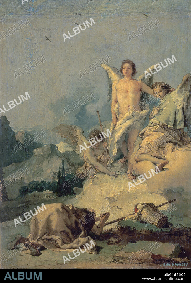 GIOVANNI BATTISTA TIEPOLO (1696-1770). ABRAHAM Y LOS TRES ANGELES - SIGLO XVIII - 57X42 CM.