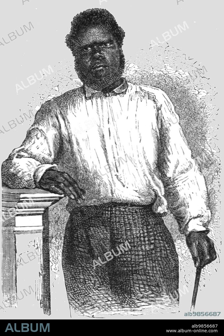 'Chatton, Native Kanak Schoolmaster; Some Account of New Caledonia', 1875. From 'Illustrated Travels' by H.W. Bates. [Cassell, Petter, and Galpin, c1880, London] and Galpin.