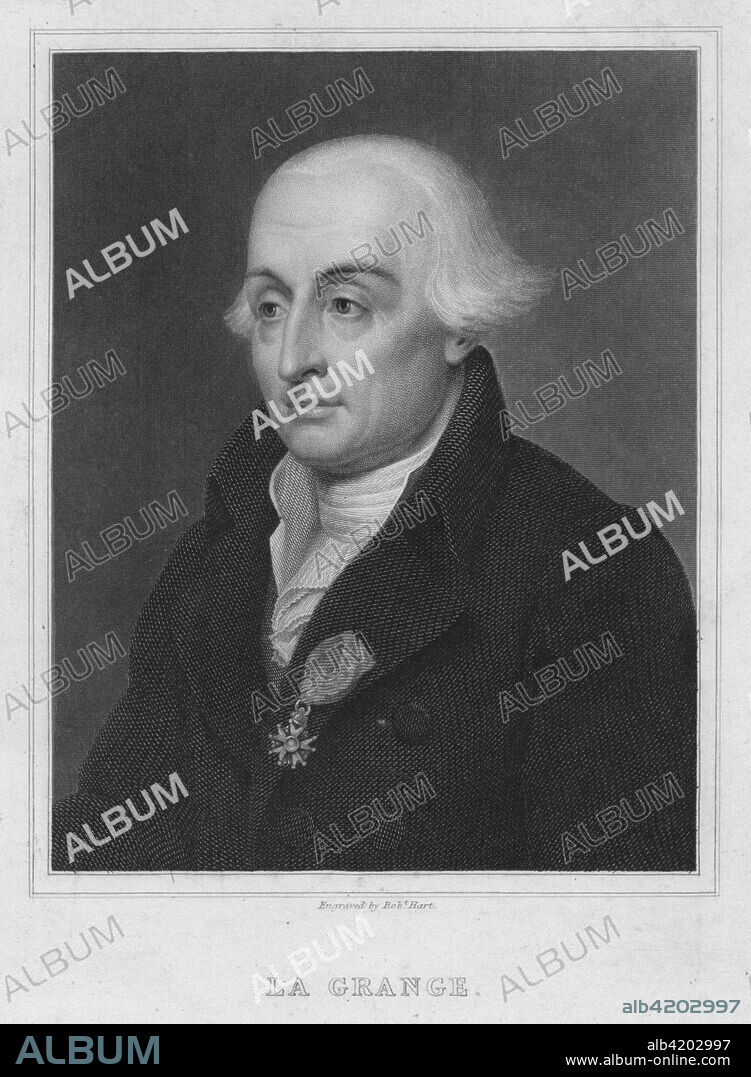 'La Grange', c1833. Portrait of French mathematician Joseph Louis Lagrange (1736-1813), 'From a Bust in the Library of the Institute of France'. Lagrange is best known for his work on theoretical mechanics. In 1787 he published what is regarded as his masterpiece, 'Mecanique Analytique', a work consisting purely of algebraic operations without any explanatory diagrams or information. [William S Orr & Co].