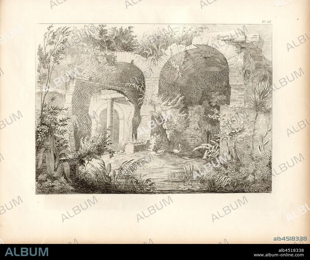 Ruins from the baths of Cicero's Villa Formiana at Mola di Gaeta, Pl. 49, after p. 124, fol. 49r, Carl August Menzel: Die Kunstwerke von dem Alterthum bis in die Gegenwart [...] oder Wegweiser durch das ganze Gebiet der bildenden Kunst [...]. Bd. 1. Leipzig: J. A. Romberg's Verlag, [18--].