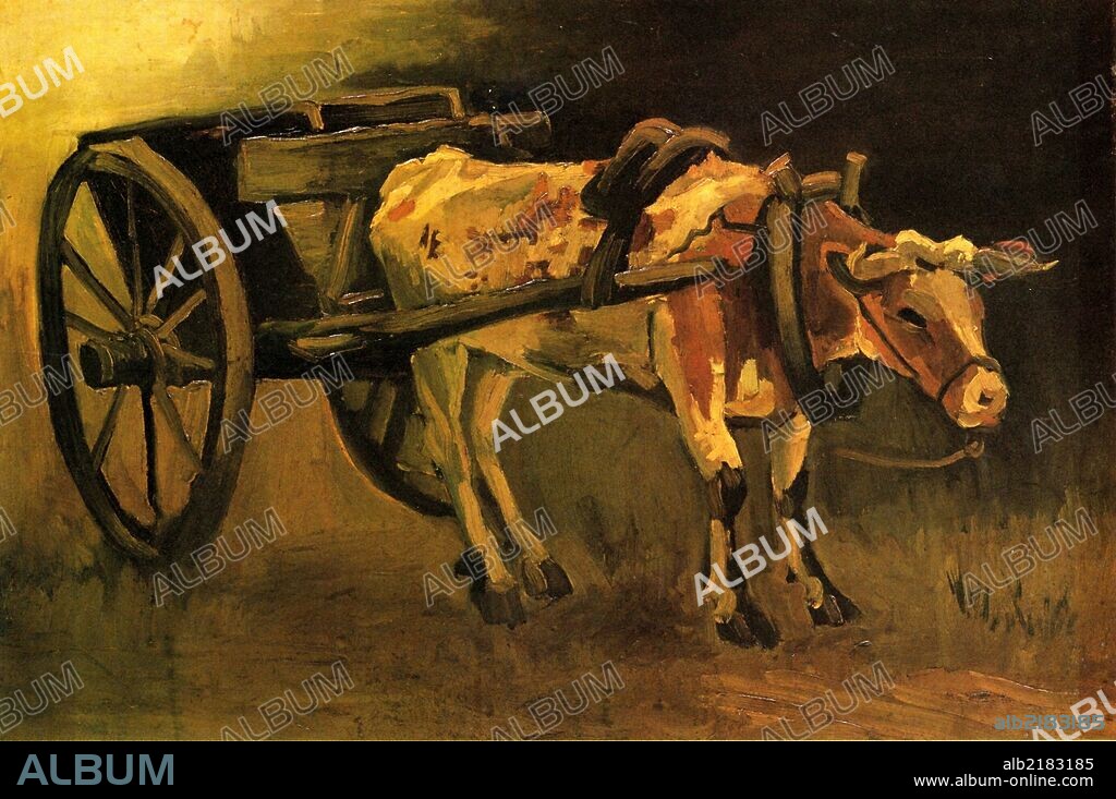 Cart with Red and White Ox.