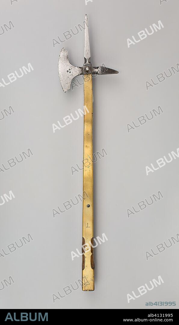 Horseman's Axe. German. Date: 1490-1535. Dimensions: L. 70.5 cm (27 7/8 in.)
Wt. 2 lb. 11 oz. Steel, iron, brass, beechwood. Origin: Germany.