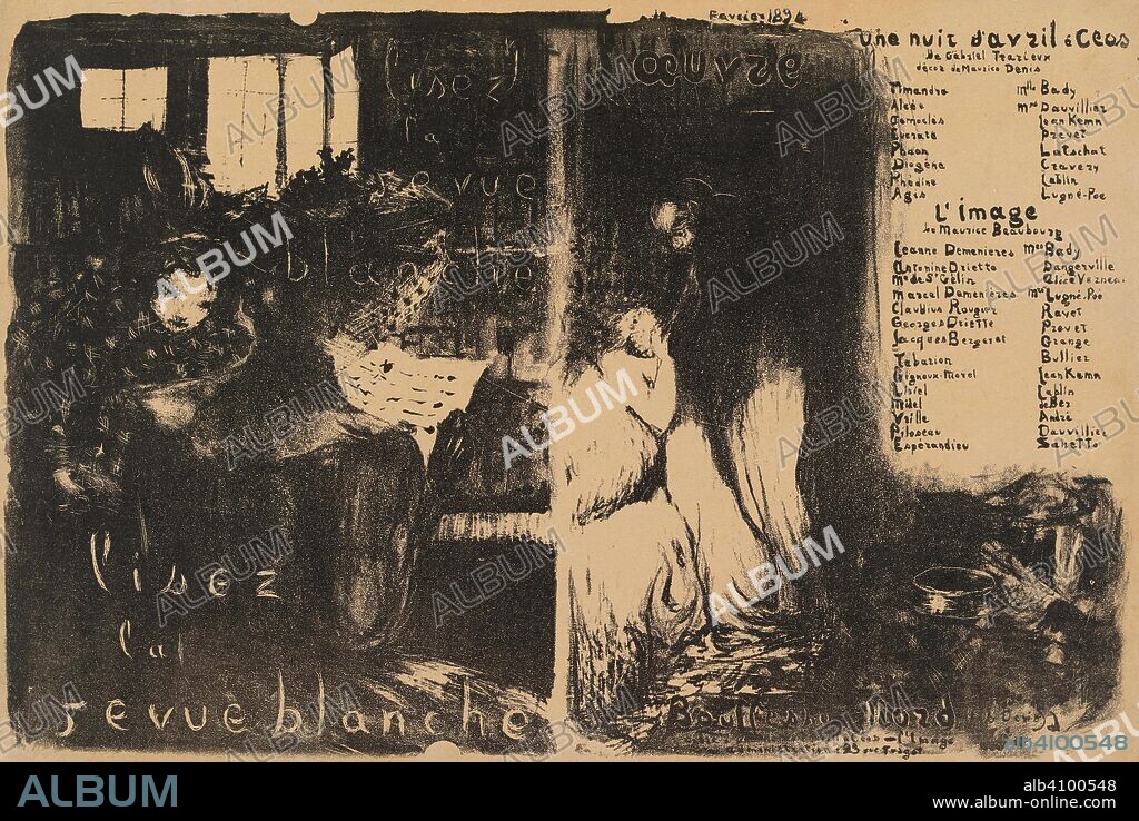 EDOUARD VUILLARD. Theatre programme for L'image by Maurice Beaubourg and Une nuit d'avril à Céos by Gabriel Trarieux (Théâtre de l'Oeuvre, 27 February 1894) and an advertisement for the journal La Revue blanche. Dimensions: 32.8 cm x 47.9 cm, 31.2 cm x 46.8 cm.