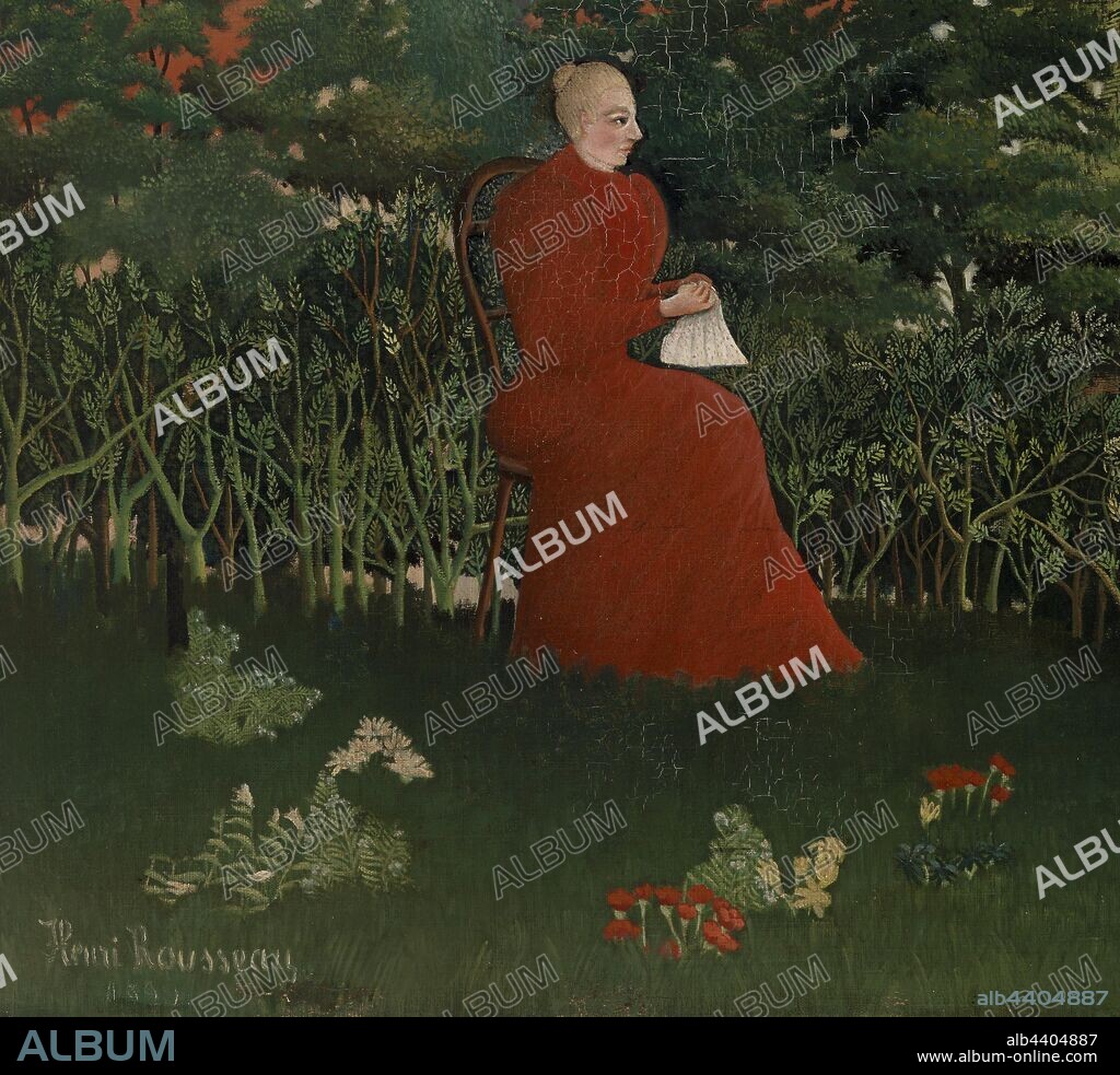 Henri Rousseau: Portrait of a Woman in a Landscape (Portrait de femme dans un paysage), Henri Rousseau, c. 1893–1896, Oil on canvas, Overall: 39 1/2 x 31 3/4 in. (100.3 x 80.6 cm).