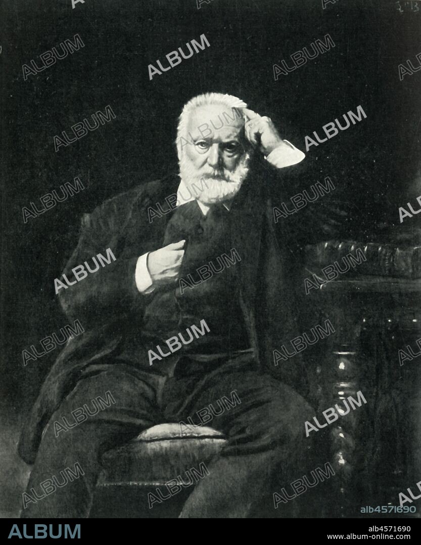 Victor Hugo, c1877, (1903). Portrait of French writer Hugo (1802-1885), whose works include "The Hunchback of Notre-Dame" (1831), and "Les Miserables" (1862). After a painting by Léon Bonnat, made c1879, in the collection of the Museum of French History at Versailles, France. From "La Revue De L'Art Ancien et Moderne" - Volume XIV, July-December 1903, [Paris, 1903].