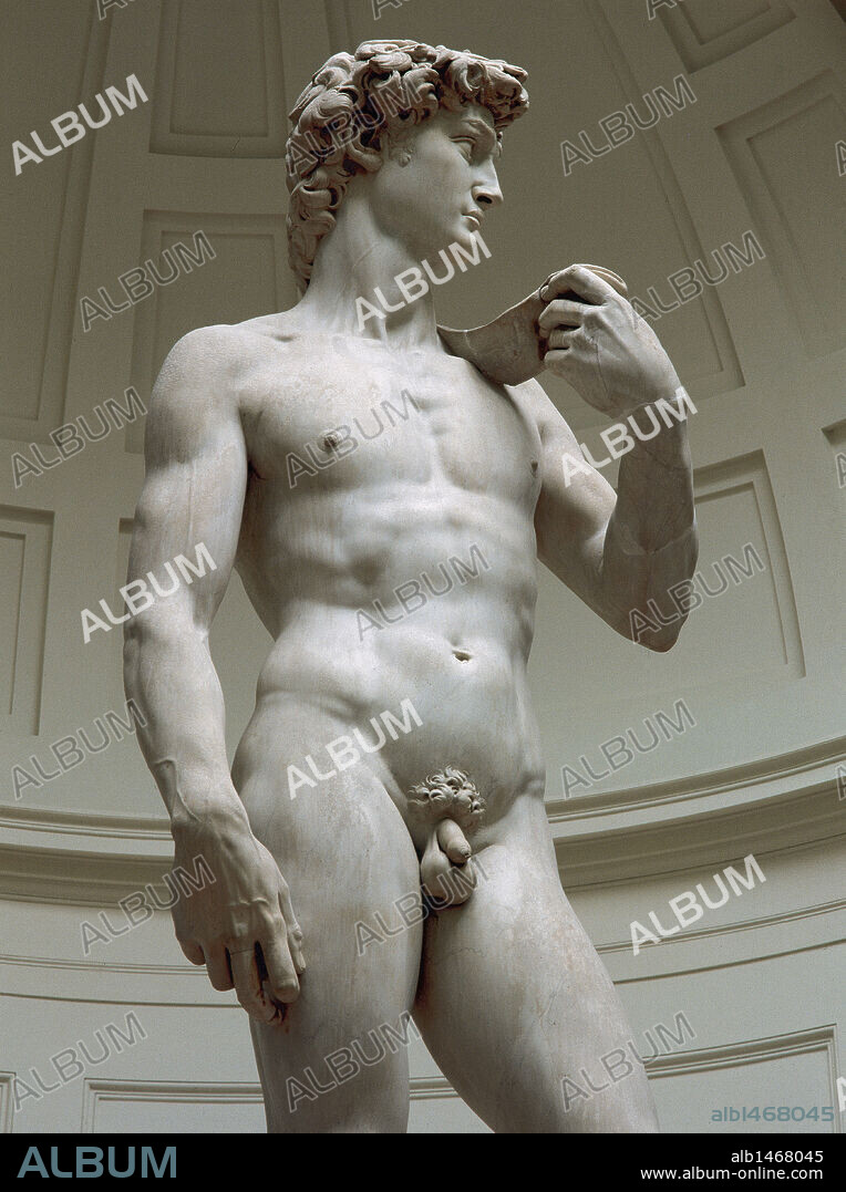 ARTE RENACIMIENTO. ITALIA. S. XVI. MIGUEL ANGEL (Michelangelo Buonarroti) (1475-1564). Pintor, poeta, escultor y arquitecto italiano. "DAVID" (1501-1505). Fue colocada ante el edificio de la Signoria. Museo de la Academia. Florencia.