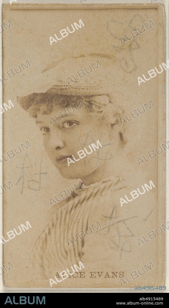 Issued by Allen & Ginter, Alice Evans, from the Actors and Actresses series (N45, Type 8) for Virginia Brights Cigarettes, ca. 1888, Albumen photograph, Sheet: 2 5/8 x 1 1/2 in. (6.6 x 3.8 cm).
