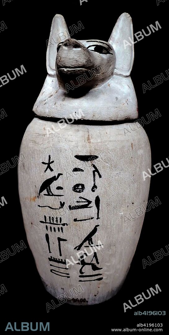 Canopic jar. for internal organs in the afterlife. Ancient Egyptian tomb object. The Late Period 664 BC - 332 BC.
