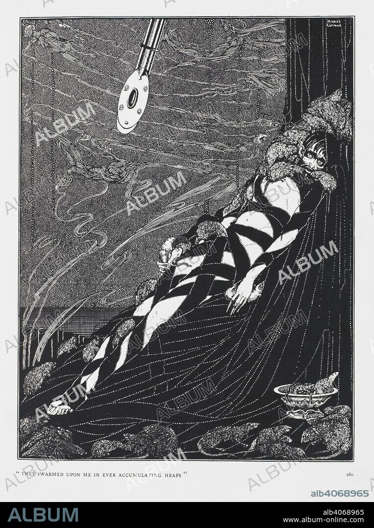 EDGAR ALLAN POE y HARRY CLARKE. They swarmed upon me in ever accumalating heaps. From the story The Pit and the Pendulum. Tales of Mystery and Imagination ... Illustrated by Harry Clarke. G. G. Harrap & Co.: London, 1919. Source: 12703.i.43, opposite 260. Language: English.