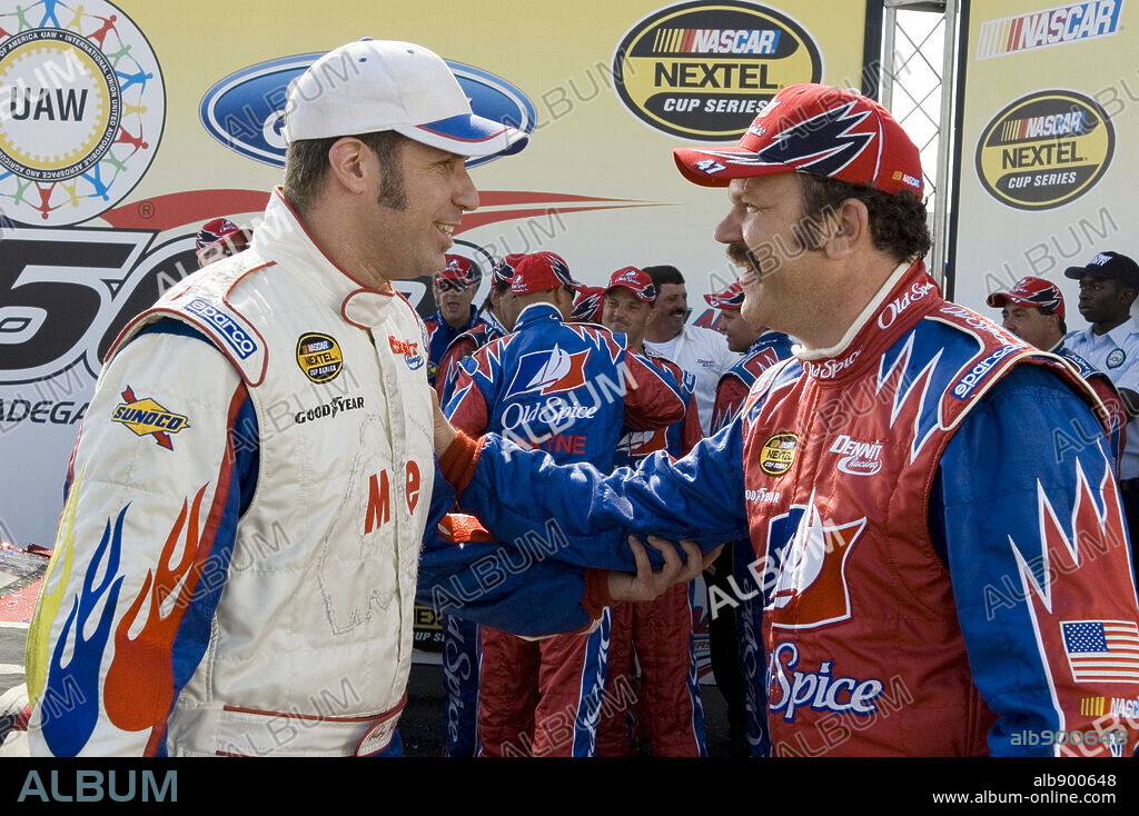 WILL FERRELL and JOHN C REILLY. JOHN C. REILLY and WILL FERRELL in TALLADEGA NIGHTS: THE BALLAD OF RICKY BOBBY, 2006, directed by ADAM MCKAY. Copyright COLUMBIA PICTURES / HANOVER, SUZANNE.