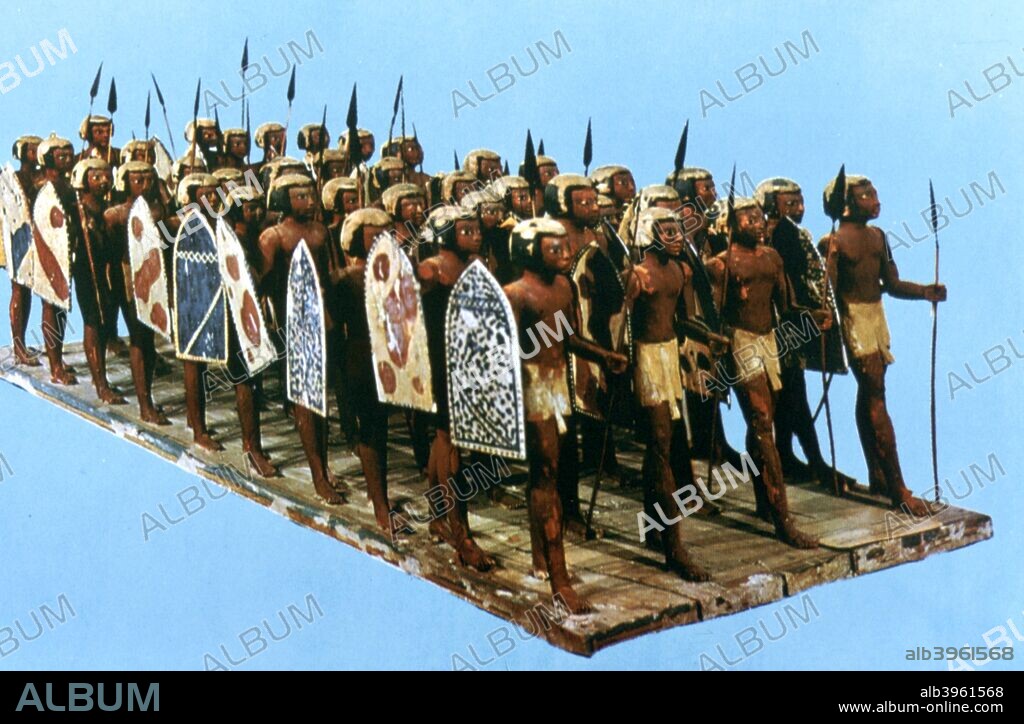 Model Pikemen, Tomb of Mesehti, 12th Dynasty. Natives of the nome of Asiu, Egyptian Museum, Cairo.