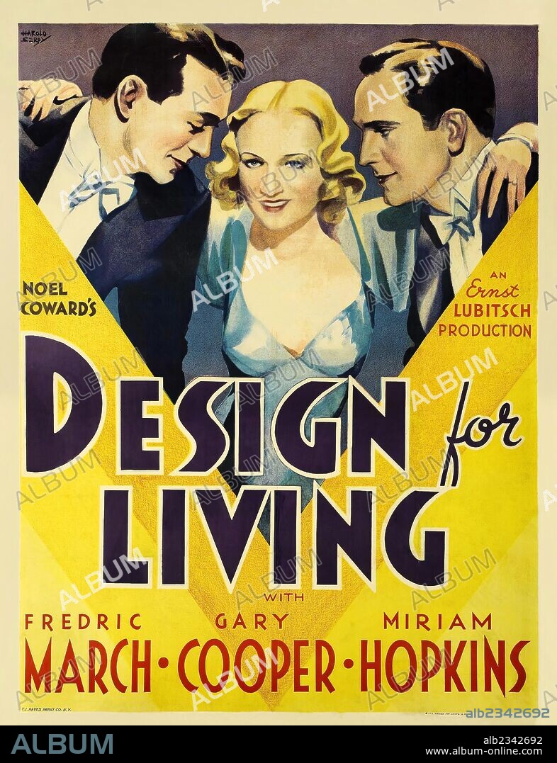 Poster of DESIGN FOR LIVING, 1933, directed by ERNST LUBITSCH. Copyright PARAMOUNT PICTURES.