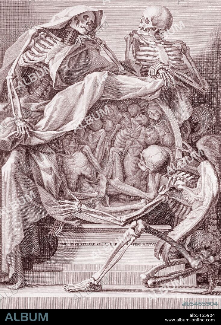 Bernardino Genga (1620–1690) was a scholar of Classical medical texts, editing several works of Hippocrates. He also had a great interest in the preparation of anatomical specimens as well as the anatomy of ancient Greek and Roman sculpture. These interests led to his work at the French Academy in Rome, where he taught anatomy to artists. 'Anatomia per Uso et Intelligenza del Disegno' consists of 59 copperplate engravings of text and illustrations printed on one side only. After the engraved title is a plate with allegorical emblems of death. Of the illustrated plates, the first 23 deal with osteology and myology drawn from Genga's anatomical preparations. The remainder consists of representations of antique statues viewed from different angles. An English translation of the work appeared in London in 1723 under the title: 'Anatomy Improved'.