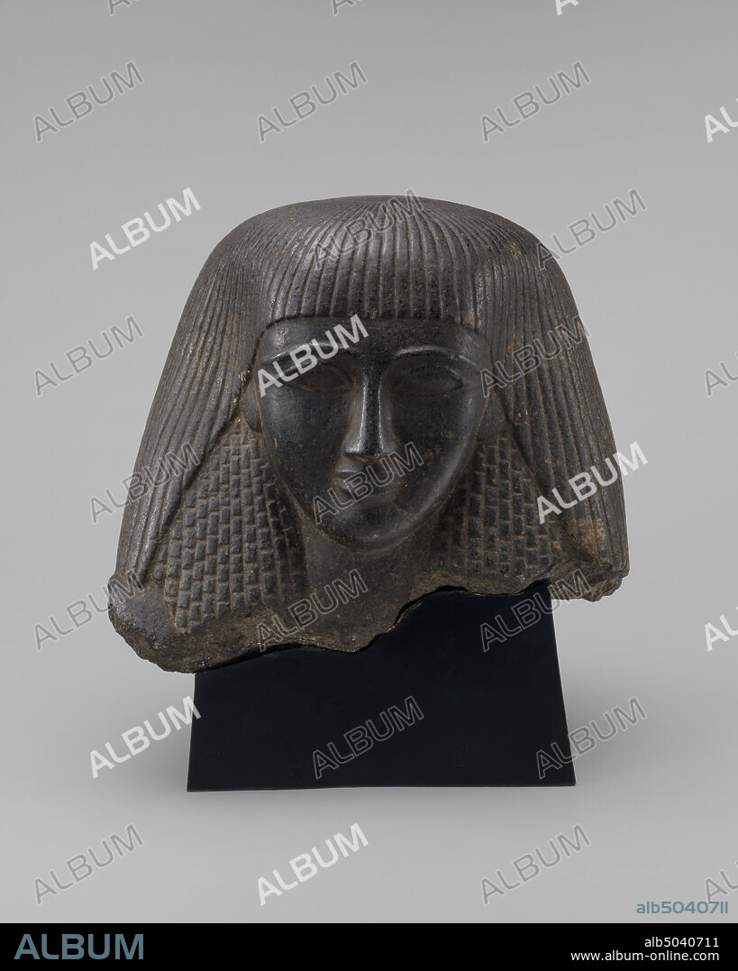 Anonymous Artist, (sculptor), Egyptian Ptolemaic Period, (related artist), Male Head, probably 19th or early 20th century, black granite, overall: 33 x 36.8 x 34.3 cm (13 x 14 1/2 x 13 1/2 in.).