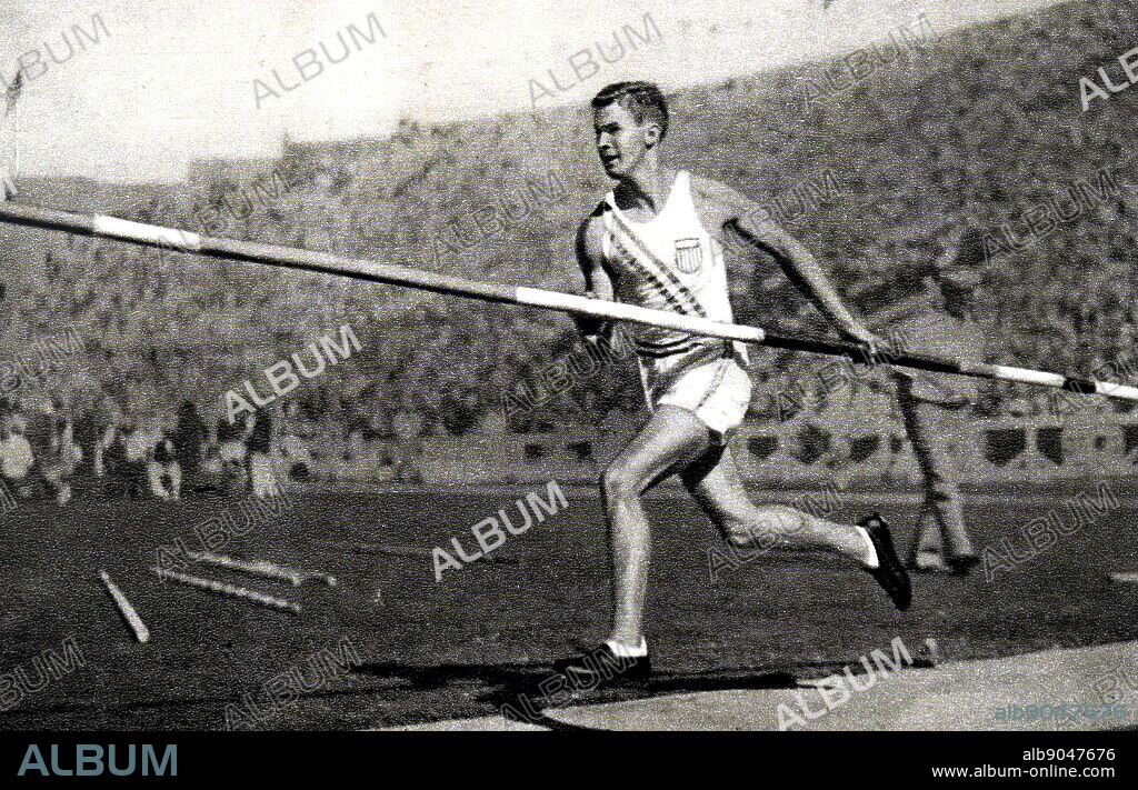 Photograph of William Waring 'Bill' Miller (1912 - 2008) gold medallist in the 1932 Olympic Pole Vaulting. Miller set a personal best to win vaulting 4.31 meters.