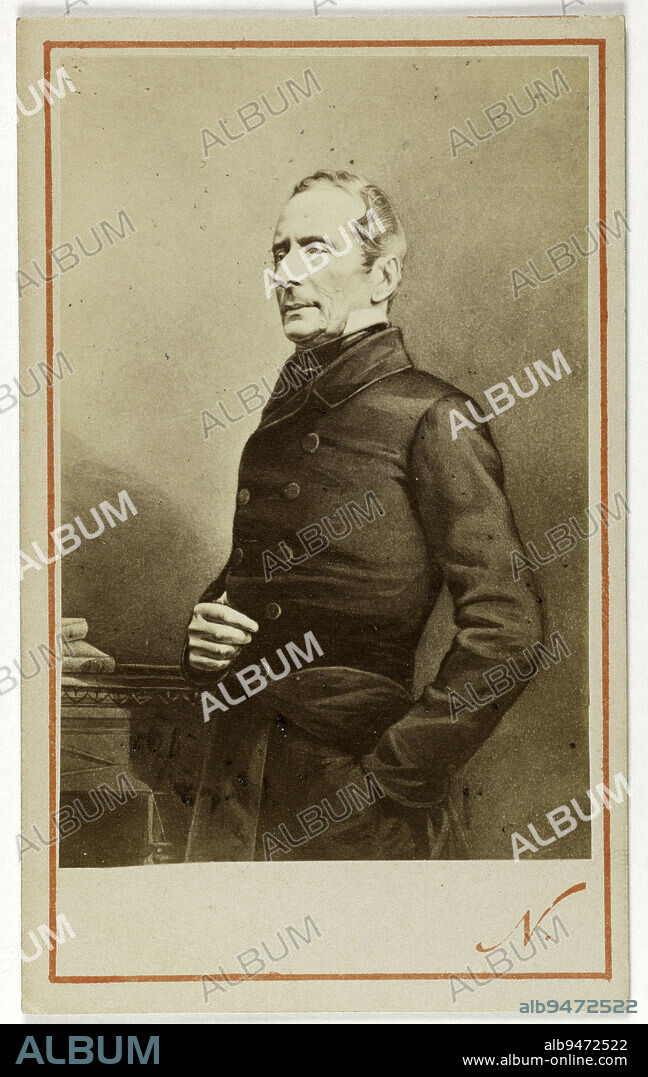 Portrait of Alphonse de Lamartine, (1790-1869), (poet, politician), Atelier Nadar, Photographer, Between 1860 and 1890, 2nd half of the 19th century, Photography, Graphic arts, Photography, Albumen paper print, Dimensions - Work: Height: 8.5 cm, Width: 5.5 cm, Dimensions: Height: 10.4 cm, Width: 6.4 cm.