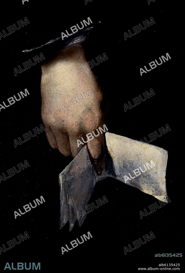 DIEGO VELAZQUEZ (1599-1660). FELIPE IV - DETALLE DE LA MANO CON UN PLIEGO DE PAPEL - 1623-1627 - OLEO/LIENZO - BARROCO ESPAÑOL - NP 1182 - CONJUNTO 86010.