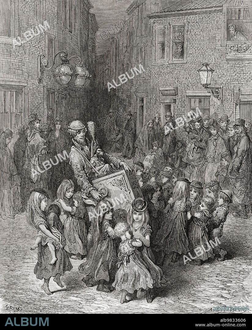 A warehouse in 19th century London. After an illustration by Gustave Doré in the 1890 American edition of London: A Pilgrimage written by Blanchard Jerrold and illustrated by Gustave Doré.