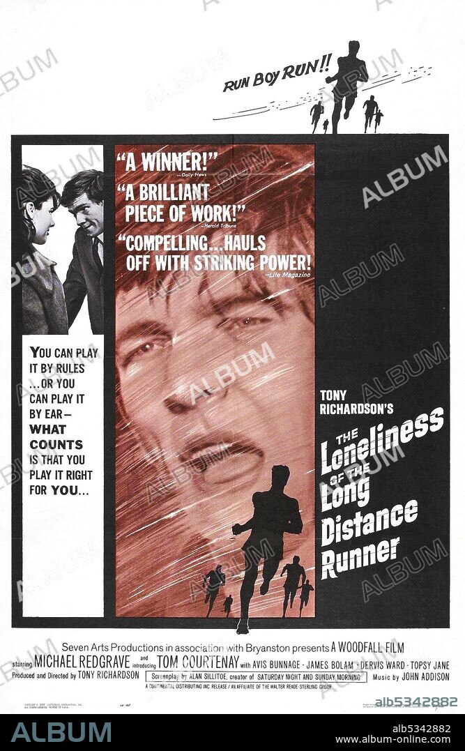 Poster de LA SOLEDAD DEL CORREDOR DE FONDO, 1962 (THE LONELINESS OF THE LONG DISTANCE RUNNER), dirigida por TONY RICHARDSON. Copyright WOODFALL.