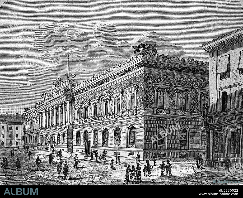 German Reichsbank in Berlin, Germany, historical illustration, circa 1886, Europe.