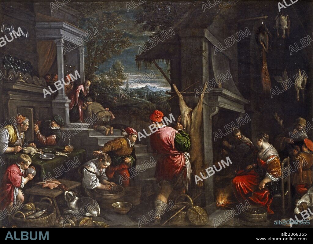 FRANCESCO BASSANO EL JOVEN y JACOPO BASSANO. Francesco Bassano; Jacopo Bassano / 'La vuelta del hijo pródigo', Hacia 1570, Escuela Italiana, Óleo sobre Lienzo, 147 cm x 200 cm, P00039.
