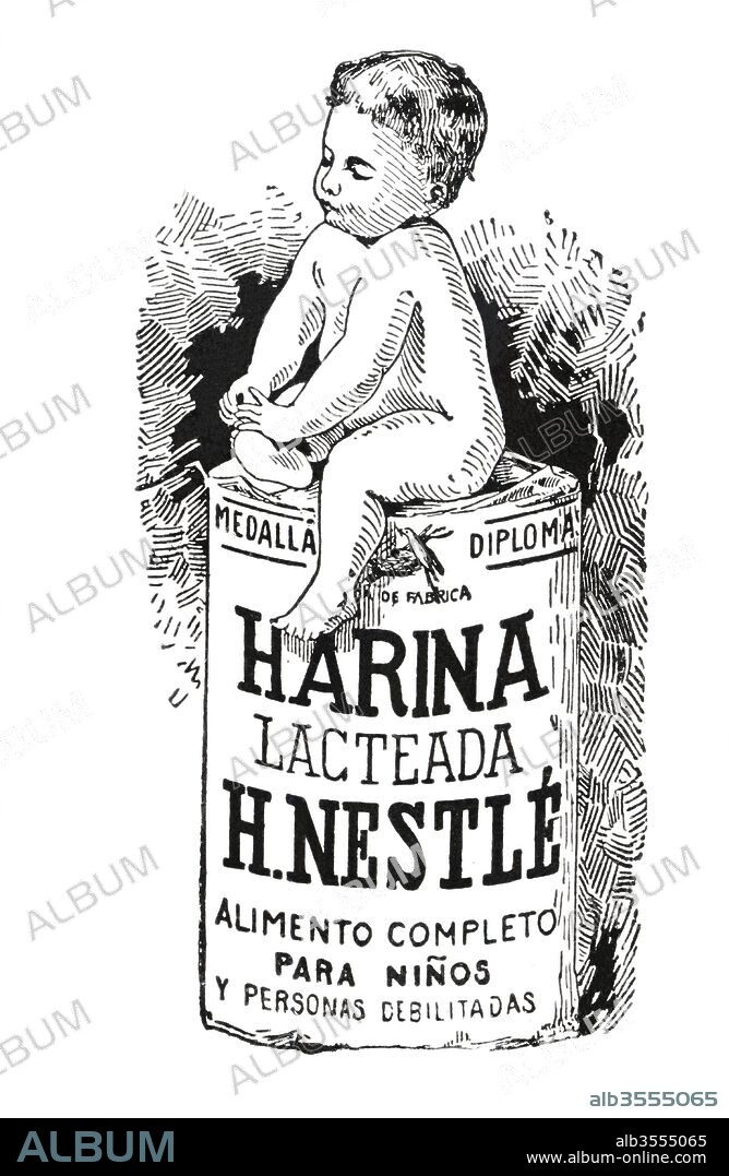 Publicidad. Harina lacteada Nestlé. Barcelona, año 1900.