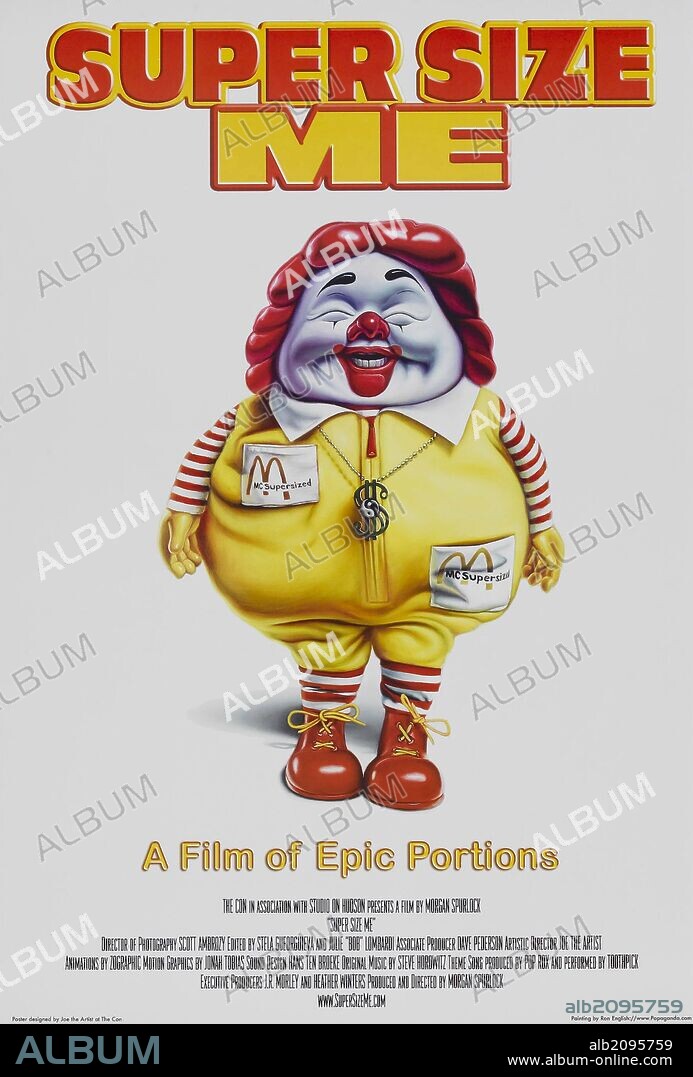 Poster de SUPER SIZE ME, 2004, dirigida por MORGAN SPURLOCK. Copyright THE CON.