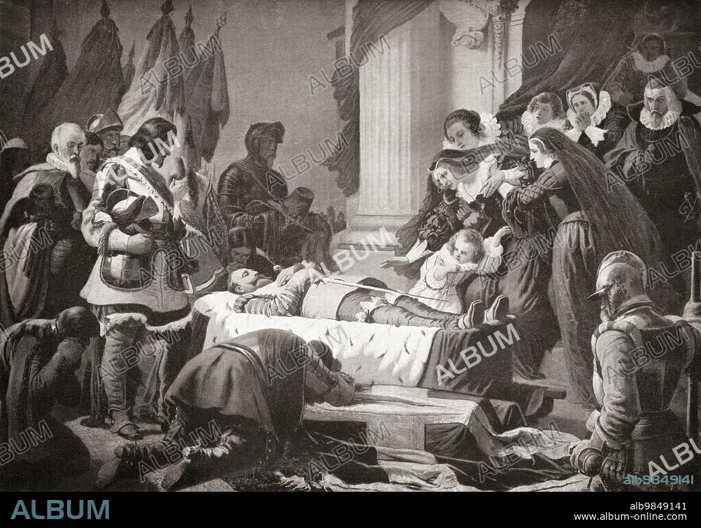 The grief of Maria Eleonora of Brandenburg at the lying- in-state of her deceased husband Gustav II Adolf, 1632. Gustav II Adolf, 1594 Ã¢â‚¬â€œ 1632, aka Gustavus Adolphus or Gustav II Adolph. King of Sweden. Maria Eleonora of Brandenburg, 1599 Ã¢â‚¬â€œ 1655. German princess and queen consort of Sweden. From Hutchinson's History of the Nations, published 1915.