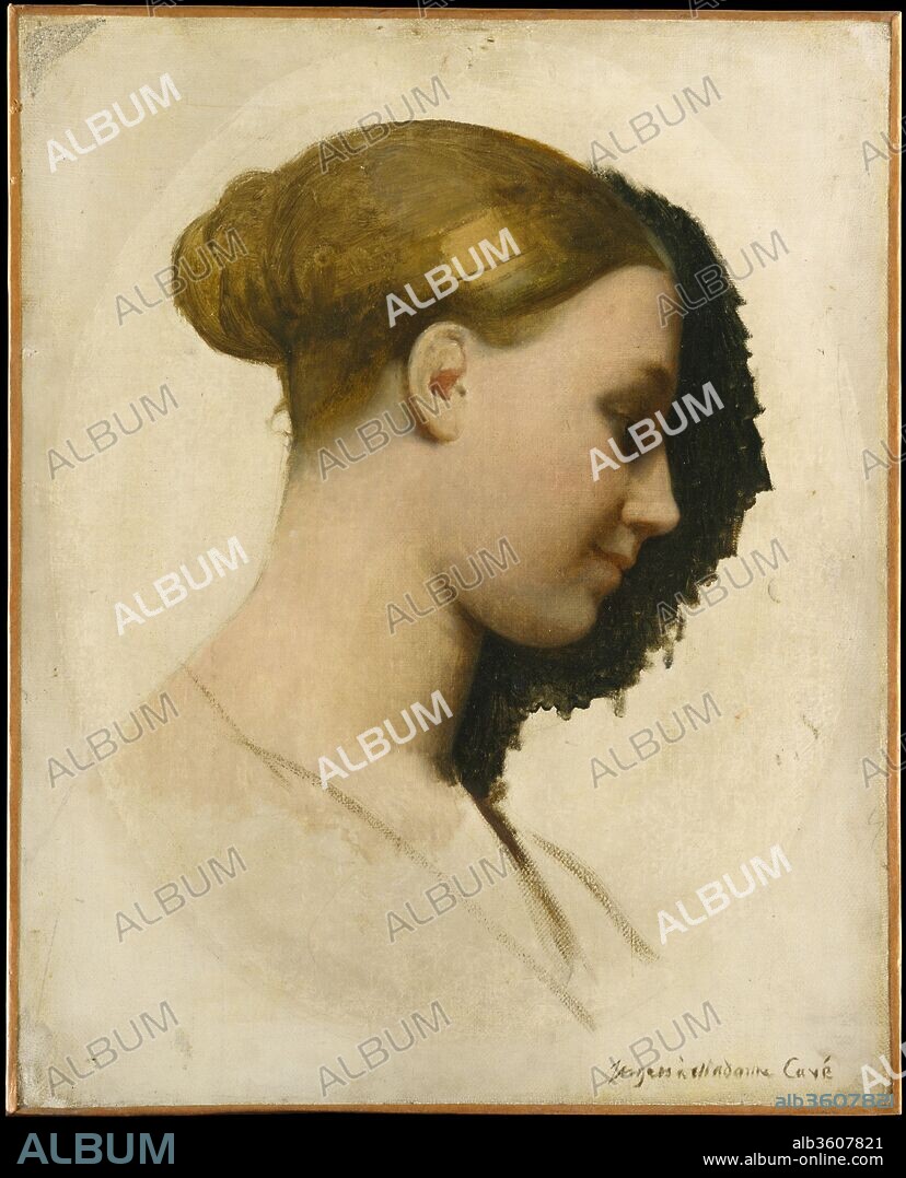 Madame Edmond Cavé (Marie-Élisabeth Blavot, born 1810). Artist: Jean Auguste Dominique Ingres (French, Montauban 1780-1867 Paris). Dimensions: 16 x 12 7/8 in. (40.6 x 32.7 cm). Date: ca. 1831-34.
The sitter was an artist who exhibited regularly at the Salon and was also the author of popular drawing manuals. At the time Ingres painted her, she was married to one of his pupils, Clément Boulanger (1805-1842). Traces of a curving edge on the surface of the canvas indicate that the portrait had been framed as an oval before Ingres added the dedication to her as Madame Cavé, which must have taken place a decade later, after she remarried. Ingres's 1844 portrait of Monsieur Cavé (43.85.2) was conceived as a pendant to the present work.