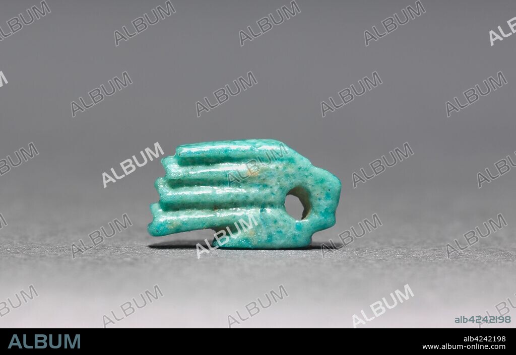 Hand Amulet, 715-332 BC. Egypt, Late Period. Light turquoise green faience; overall: 1.1 cm (7/16 in.).