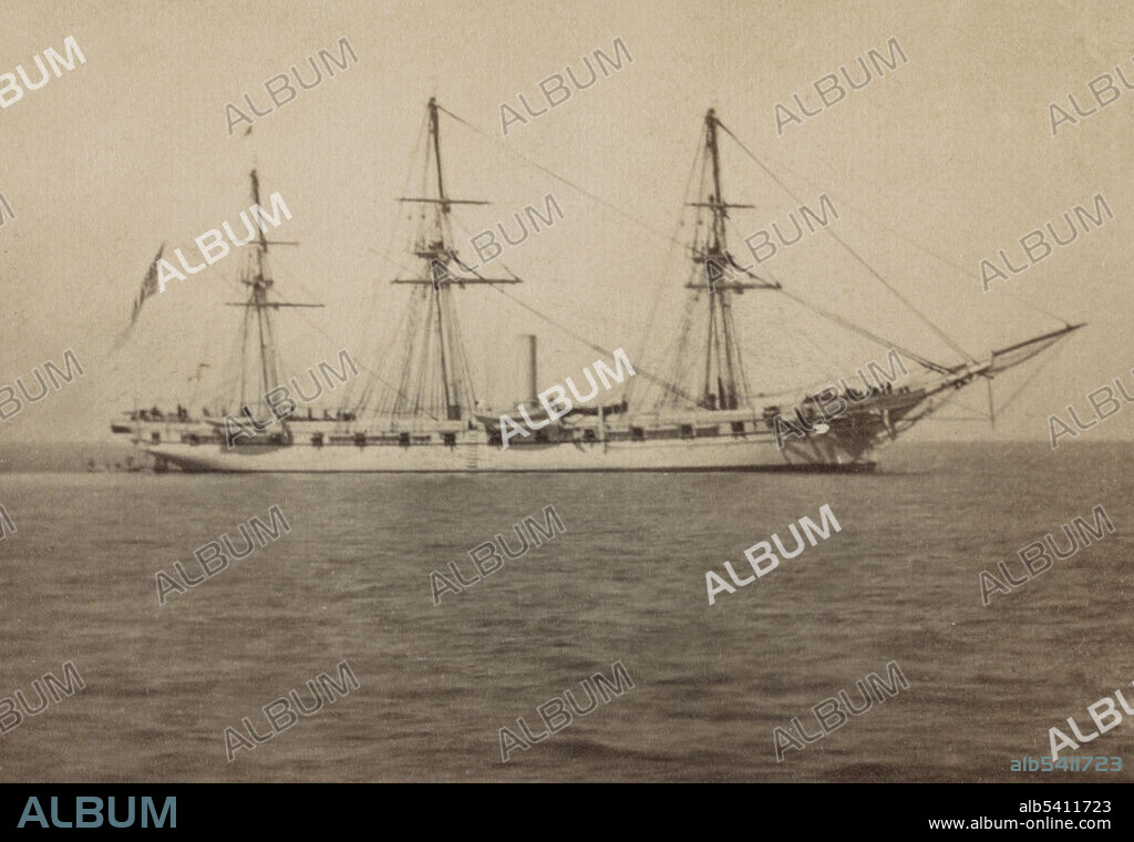 USS Hartford, flagship of Admiral Farragut. USS Hartford, a sloop-of-war, steamer. Hartford served in several prominent campaigns in the American Civil War as the flagship of David G. Farragut, most notably the Battle of Mobile Bay in 1864. She survived until 1956, when she sank awaiting restoration at Norfolk, Virginia. McPherson & Oliver, 1864 (cropped and cleaned).