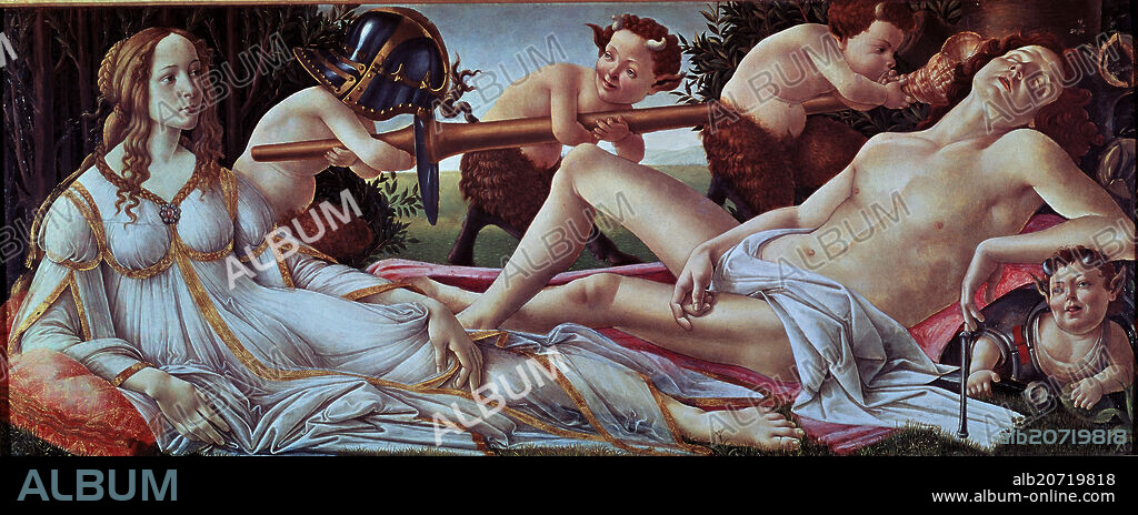 SANDRO BOTTICELLI. VENUS Y MARTE DESCANSANDO - SIGLO XV - RENACIMIENTO ITALIANO.
