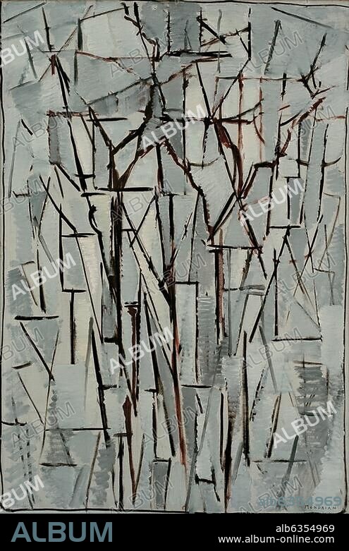 PIET MONDRIAN. Mondrian, Piet. 1872-1944. "Komposition Bäume II", um 1912-13. Öl auf Leinwand, 98 × 65 cm. Den Haag, Gemeentemuseum.