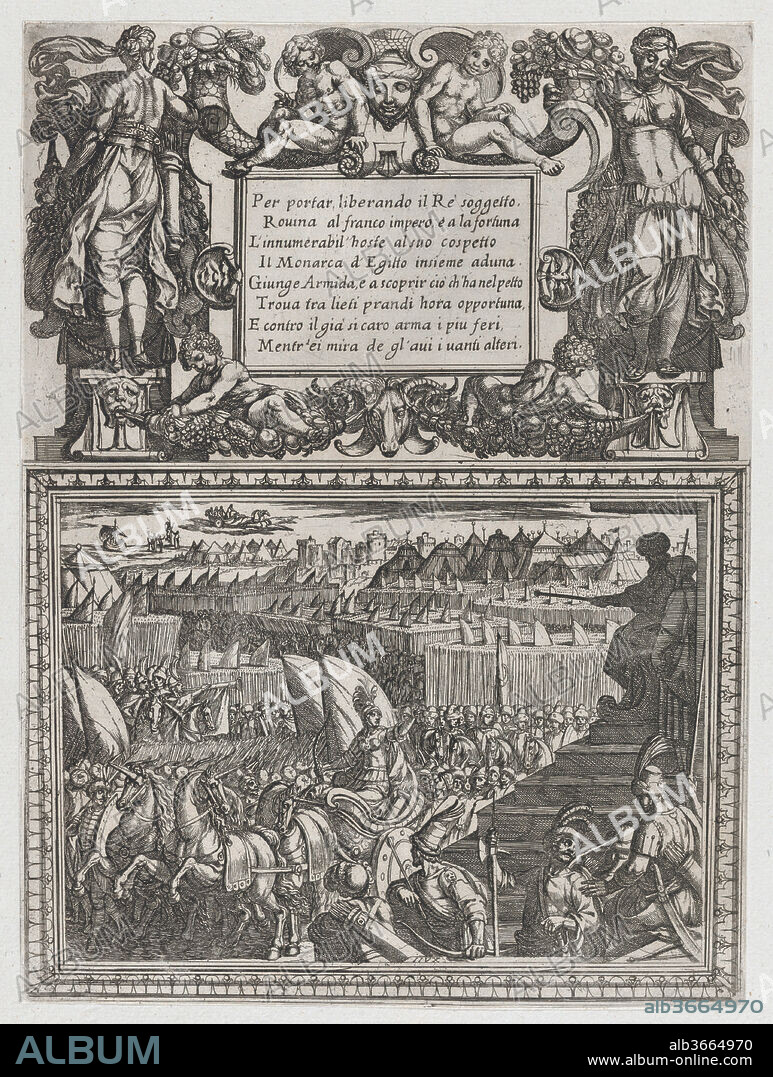 Plate 17: Illustration to Canto XVII, from Torquato Tasso's 'Gerusalemme liberata III'. Artist: Antonio Tempesta (Italian, Florence 1555-1630 Rome). Dimensions: Sheet (Trimmed): 10 13/16 × 8 1/16 in. (27.4 × 20.5 cm). Date: ca. 1590-1630.