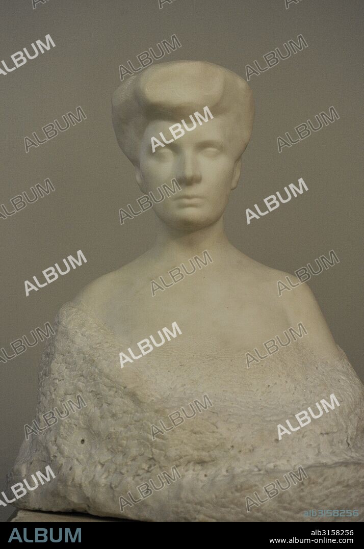 Auguste Rodin (1840-1917). Escultor francés. Busto de Varvara Yeliseyeva, 1906. Mármol. Museo del Hermitage (The State Hermitage Museum). San Petersburgo. Rusia.