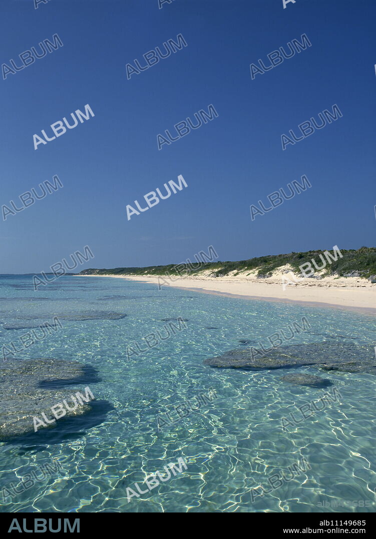 Empty beach on one of the Exuma Islands in the Bahamas, West Indies, Caribbean, Central America.