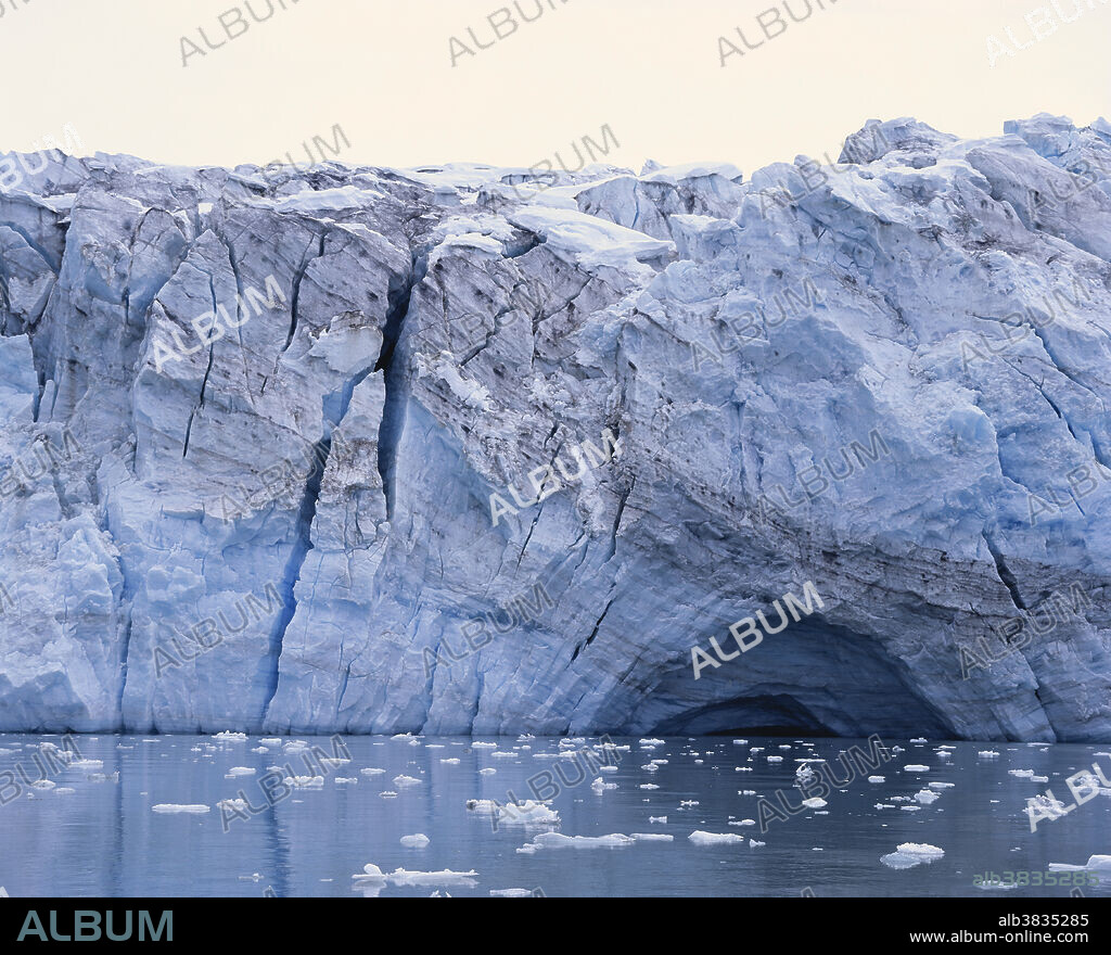 Grand Pacific Glacier in Glacier Bay National Park, Alaska, in spring.