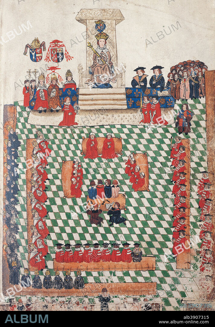 SIR THOMAS WRIOTHESLEY. Wriothesley Garter book. Date/Period: Ca. 1525 - ca. 1530. Books & Manuscripts. Manuscript on vellum with bodycolour and gold leaf, brush-and-pen linear work. Height: 308 mm (12.12 in); Width: 222 mm (8.74 in).